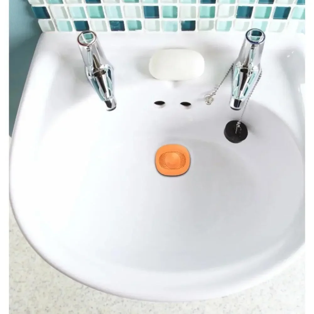 Silicone Orange Drain Plug Stopper and Strainer - Push Button Operation